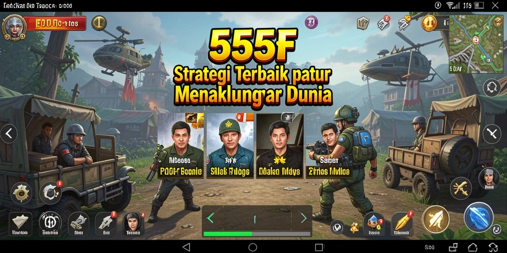 Tangkapan layar 555F menampilkan aksi pertempuran strategi yang mendebarkan.