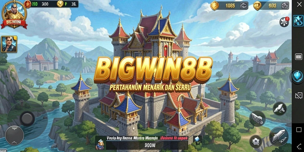 Screenshot BIGWIN88 menampilkan aksi pertahanan menara yang intens.