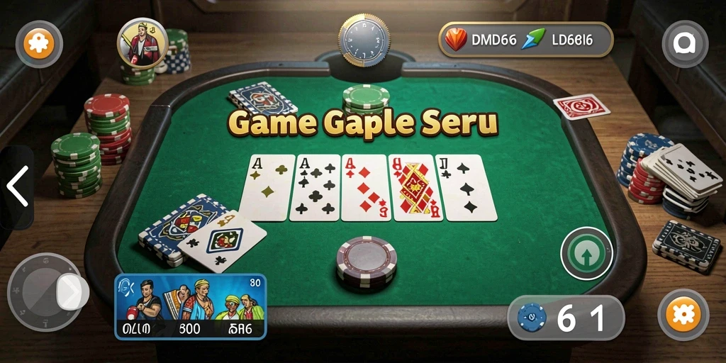 Screenshot gameplay DMD686 menampilkan serunya bermain Gaple.