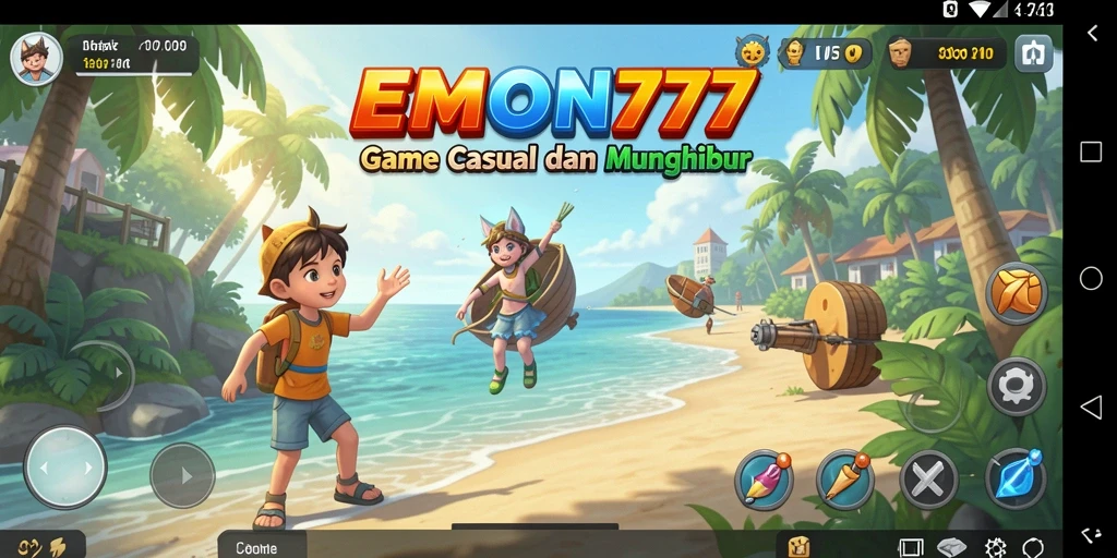 Tampilan gameplay seru dari EMON777 yang penuh warna.
