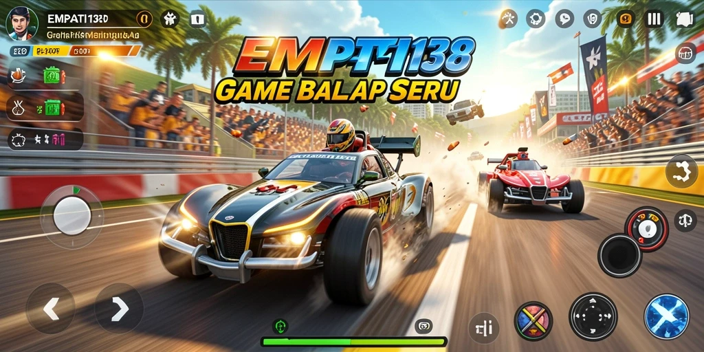 Gameplay Racing seru dengan mobil kustom dan trek menantang.