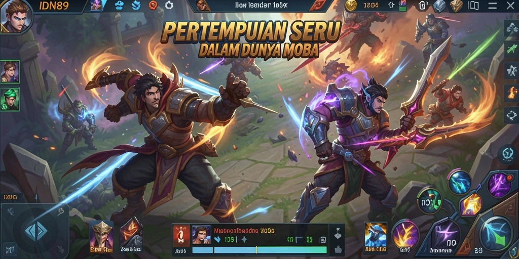 Tangkapan layar menampilkan aksi seru dalam gameplay MOBA.