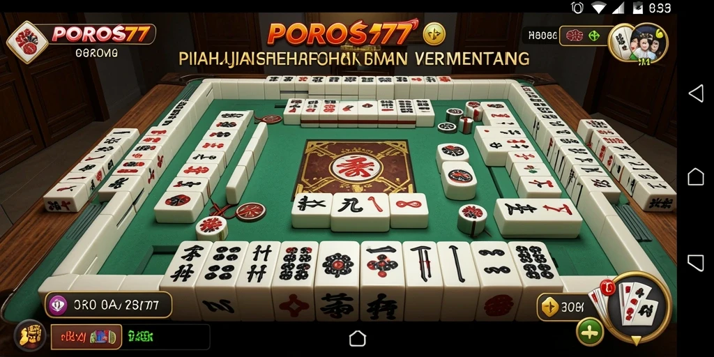 Tampilan gameplay POROS77 dengan ubin-ubin Mahjong yang berwarna-warni dan menantang.